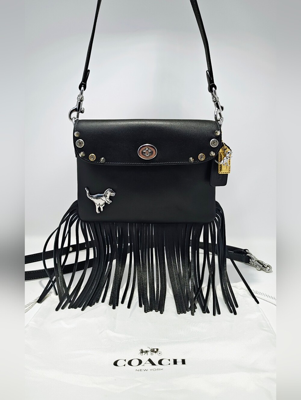 Custom Coach 1964 Fringe Re-Edition Bag w/ Rexy & Rivets. NWT. Black